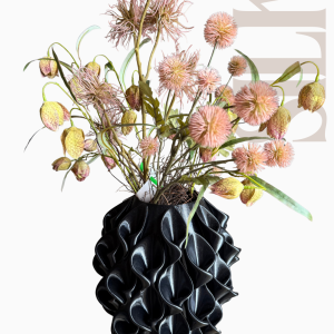 Moderne 3D geprinte vaas zwart