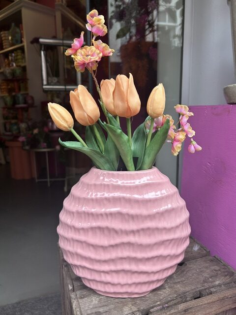 Smalle vaas met print roze