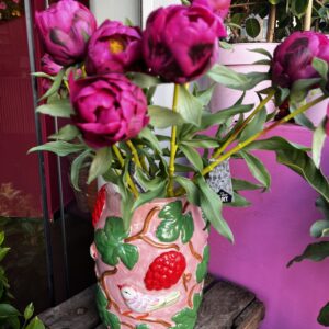 Vaas vogel roze/rood